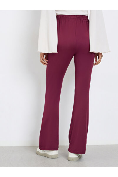 Styli Burgundy Elastic Waistband Flared Leggings