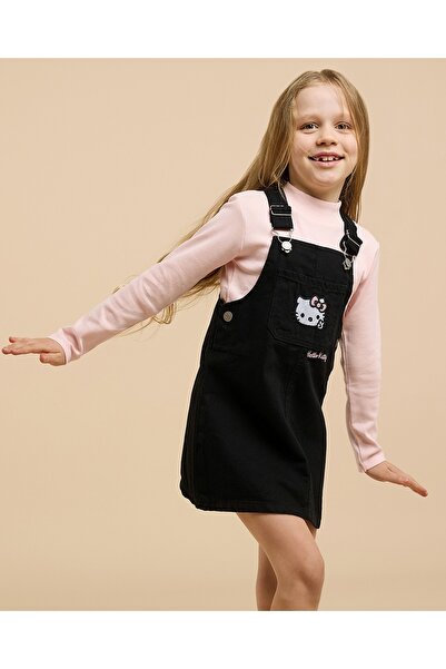 R&B Solid Top & Hello Kitty Dungaree Dress Set