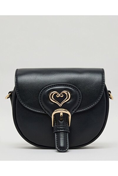 R&B Black Girl's Metal Detail Saddle Bag