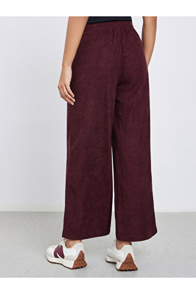 Styli Burgundy Corduroy Wide Leg Trousers