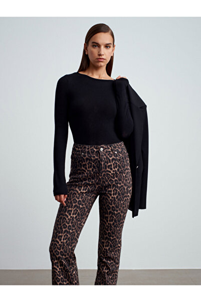 Dilvin 32325 Wool Blend Boat Neck Top-Black