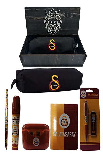 Galatasaray Original Licensed Red Air Pencil Sharpener Wooden Boxed Stationery Set of 6