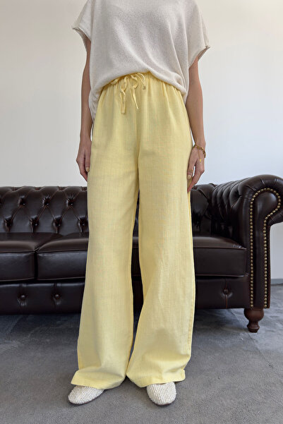 MAGARDE Pantaloni din in premium din seria specială - GALBEN