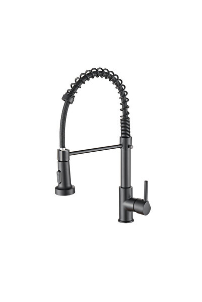 Saharina Baterie chiuvetă bucătărie, negru mat, aerator cu 2 funcții, cartuș ...