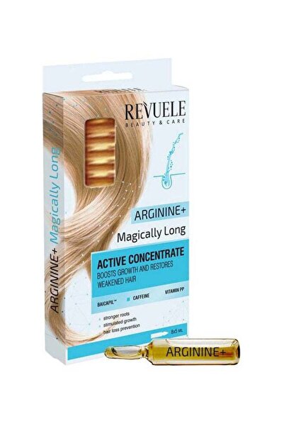 Revuele أمبولات أرجينين+ المركزة للشعر الطويل والفعال بشكل سحري، شفافة، 8 × 5 مل