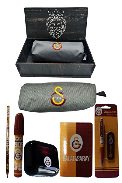 Galatasaray Original Licensed Black Air Pencil Sharpener Wooden Boxed Stationery Set of 6