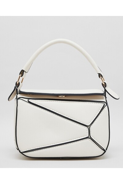 R&B حقيبة كتف بإطار متباين للبنات باللون الأبيض