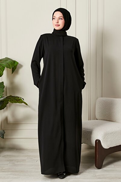 HALİL TÜRKER Plain Simple Ferace with Zipper