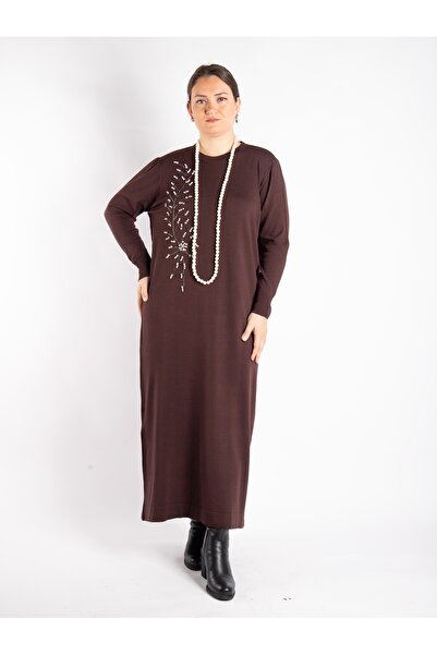 Bedrinxxl BÜYÜK BEDEN İNCİ TRİKO ELBİSE