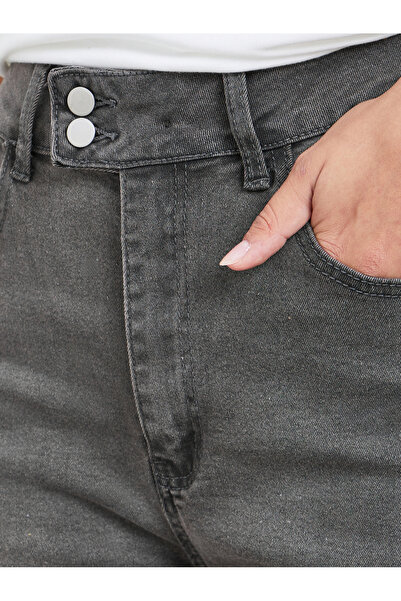 Styli Grey High Rise Acid Wash Flared Jeans