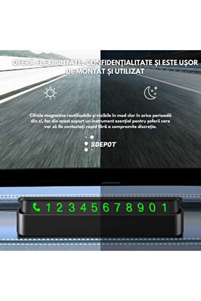 SDEPOT Dashboard phone number holder, SDEPOT, temporary parking, black