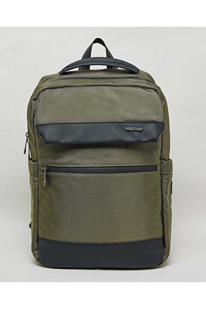 R&B Olive Men's Color Block Backpack, 30X48Cm