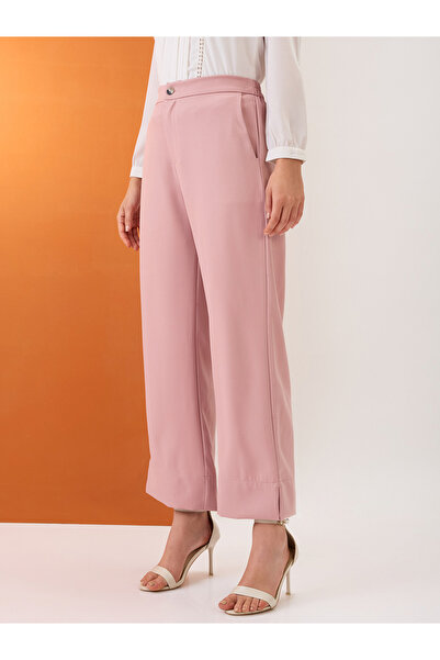 Globus By Styli Blush Pink Solid Mid-Rise Relaxed Fit Trousers