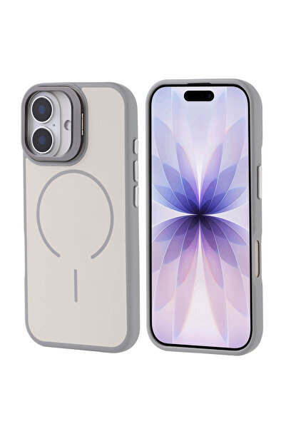 zore iPhone 17 Kılıf M-safe Şarj Özellikli Kamera Standlı SENK Notron Kapak -...