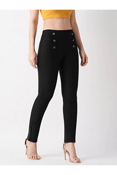 Globus By Styli Black Flat Front Skinny Fit Workwear Treggings