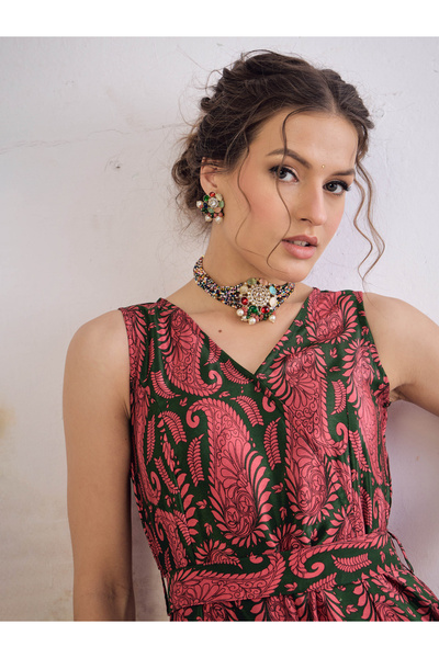 Sassafras By Styli Paisley Print Wide Leg Jumpsuit