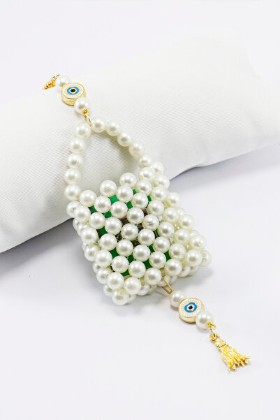 biuti İncili Çanta Metal Nazar Boncuğu Mini Kur'an-ı Kerim Zincirli Araba Dik...