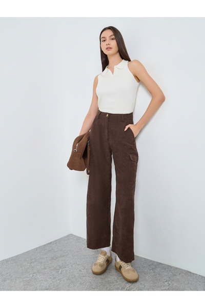 Take Two By Styli Brown Corduroy Cargo Pants