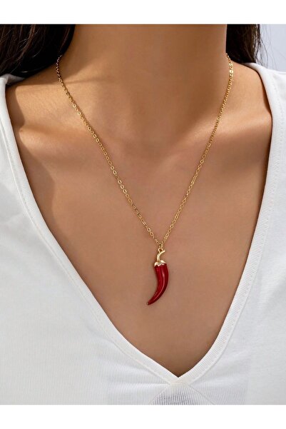 bs bellss accessory قلادة من الفولاذ المقاوم للصدأ مطلية بالذهب على شكل فلفل