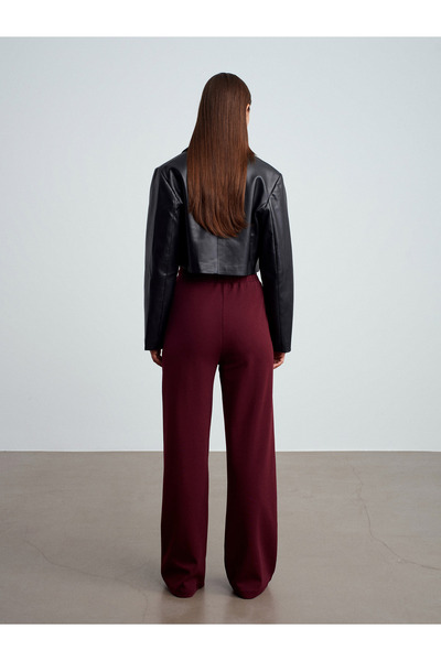 Dilvin 71925 Elastic Waist Loose Tracksuit - Burgundy