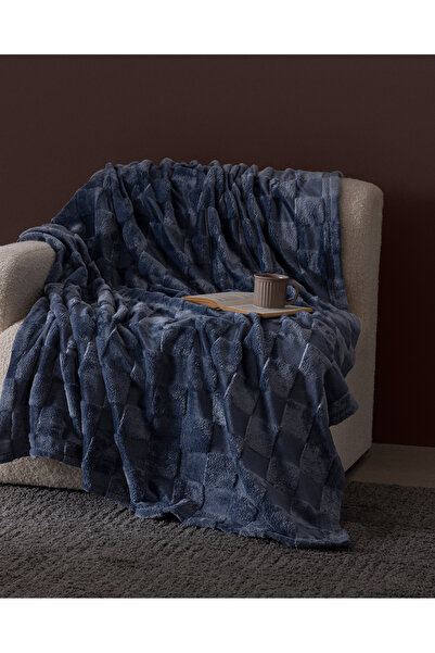 Madame Coco Vaporeux Welsoft Plain Tv Blanket - Dark Blue - 130X170 cm