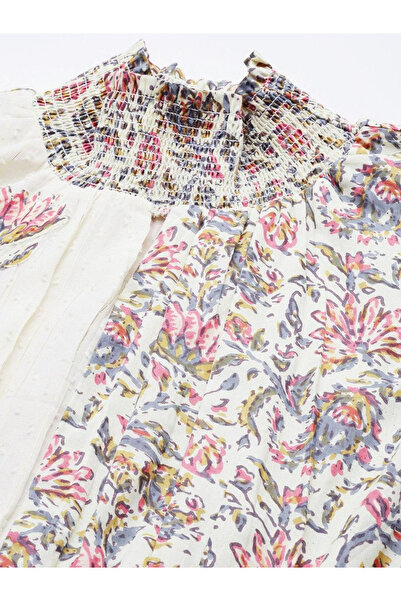 Ishin By Styli Printed Panel Dobby Knee Length Dress