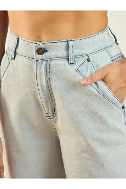 Sassafras By Styli Women Blue High Rise Drawstring Hem Jogger Jeans