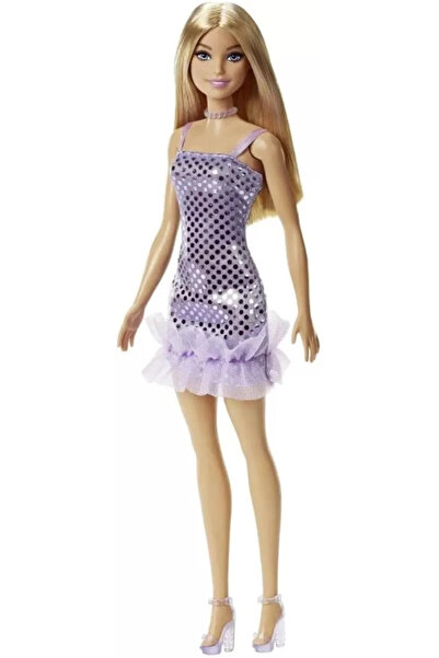 Barbie Кукла Барби - Блестящи облекла, руса, с лилава рокля