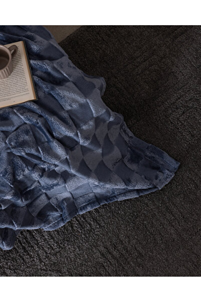 Madame Coco Vaporeux Welsoft Plain Tv Blanket - Dark Blue - 130X170 cm