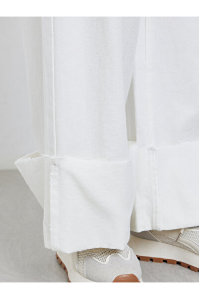 Styli High Rise Wide Leg Jeans with Fold-Up Hem