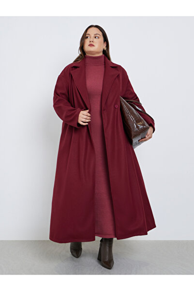 Styli Plus Size Regular Fit Wool Like Buttoned Coat