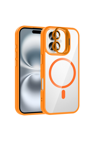 zore iPhone 17 Kılıf Standlı ve Kamera Lens Hediyeli M-Safe Şarj Özellikli SE...