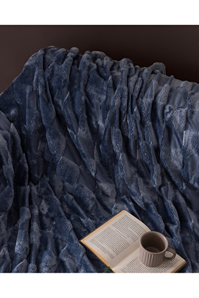Madame Coco Vaporeux Welsoft Plain Tv Blanket - Dark Blue - 130X170 cm