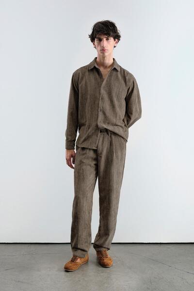 GIESTO Plied Velvet Brown Pants