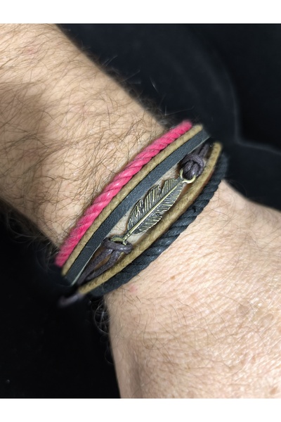 enyatakı Yaprak modeli orijinal deri ip bileklik