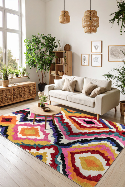 Modern Tarz Yıkanabilir, İnce, Kaymaz Tabanlı, Özel Tasarım Halı