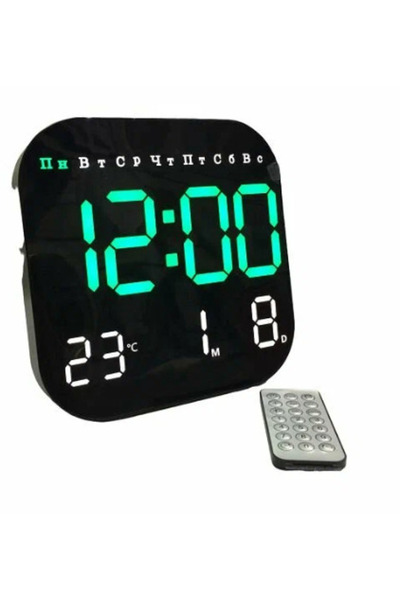 China Digital wall clock 6650 calendar temperature time alarm with remote control