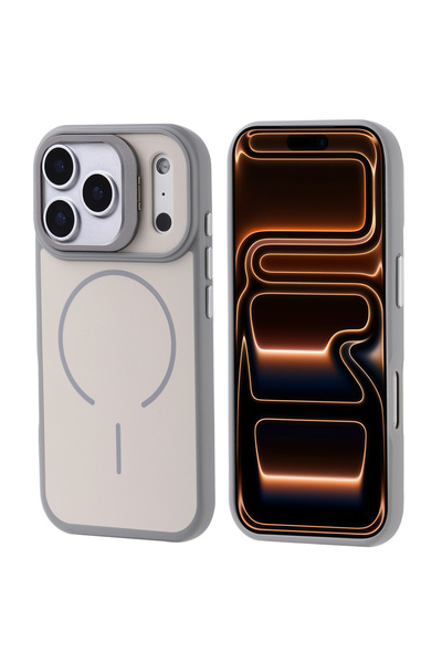 zore iPhone 17 Pro Max Kılıf M-safe Şarj Özellikli Kamera Standlı SENK Notron...