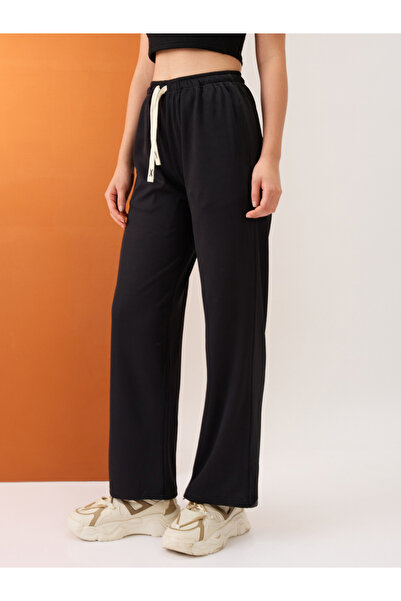 Globus By Styli Black Mid-Rise Stretchable Straight Fit Trousers