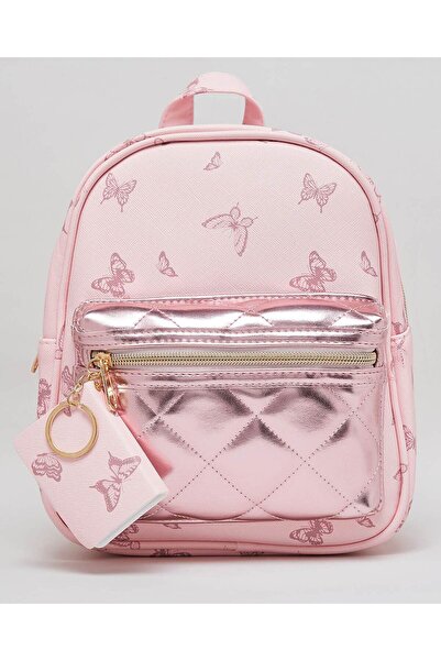R&B حقيبة ظهر مطبوعة للفتيات باللون الوردي