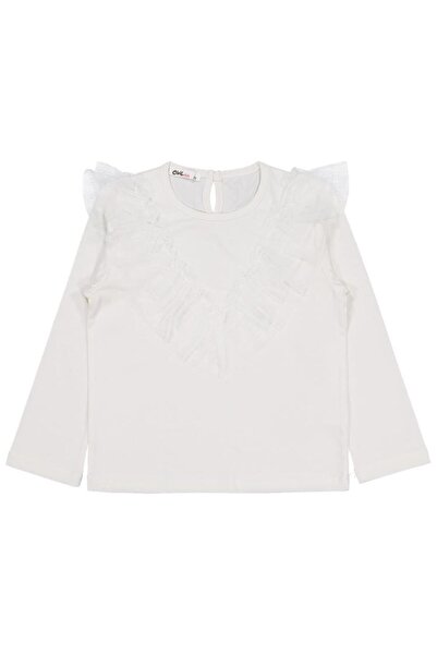 Civil Girls Tulle Ruffled Sweatshirt for Ages 6-9 - Ecru 7-8 Years