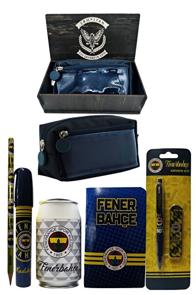 Fenerbahçe Original Licensed White Box Pencil Sharpener Wooden Boxed 6-Piece Stationery Set