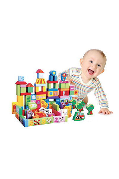 sallma Farm Animals Set — 100-piece wooden building blocks