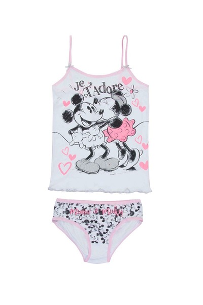 Minnie Mouse Girls' white tank top + panty set Minnie&Mickey Je t'adore