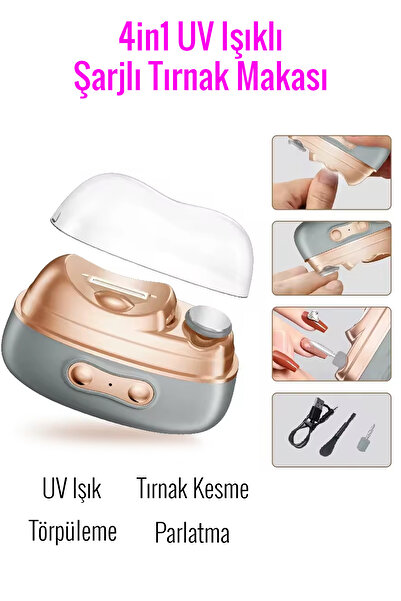 auhma 4in1 Şarjlı UV Işıklı Otomatik Tırnak Kesme Makası ve Aleti / Törpüleme...