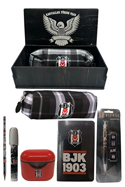 Beşiktaş Original Licensed White Air Pencil Sharpener Wooden Boxed Stationery Set of 6