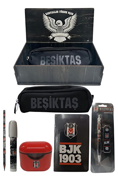 Beşiktaş Original Licensed White Air Pencil Sharpener Wooden Boxed Stationery Set of 6