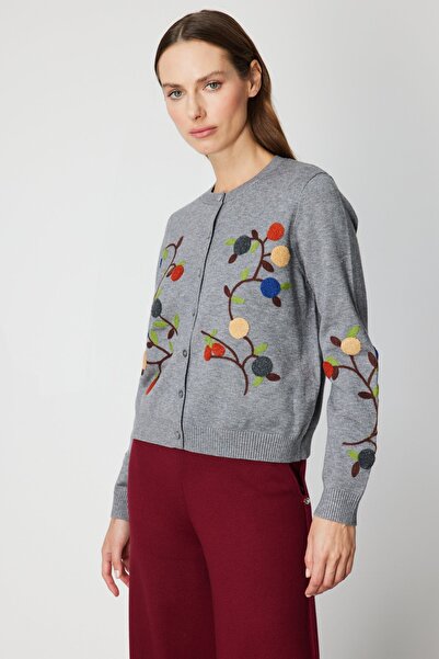 ON Crew Neck Embroidered Knitwear Cardigan