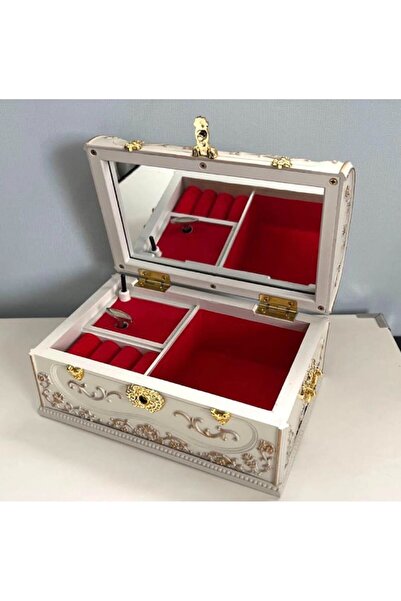 BLA BLA FOAM Musical Jewelry Box – Retro Baroque, Cream-White, 17.5x11x11.5 cm