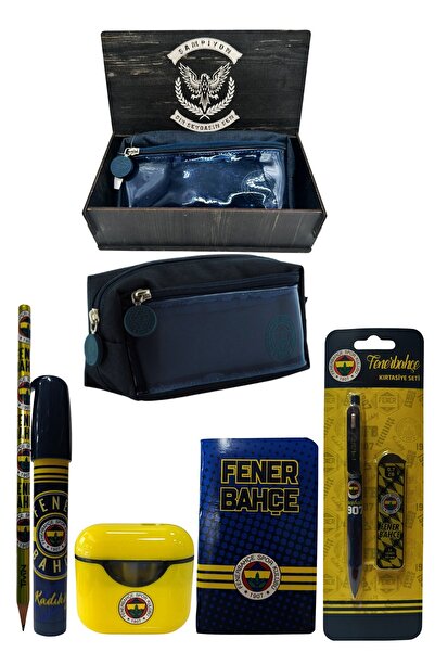 Fenerbahçe Original Licensed Yellow Air Pencil Sharpener Wooden Boxed 6-Piece Stationery Set